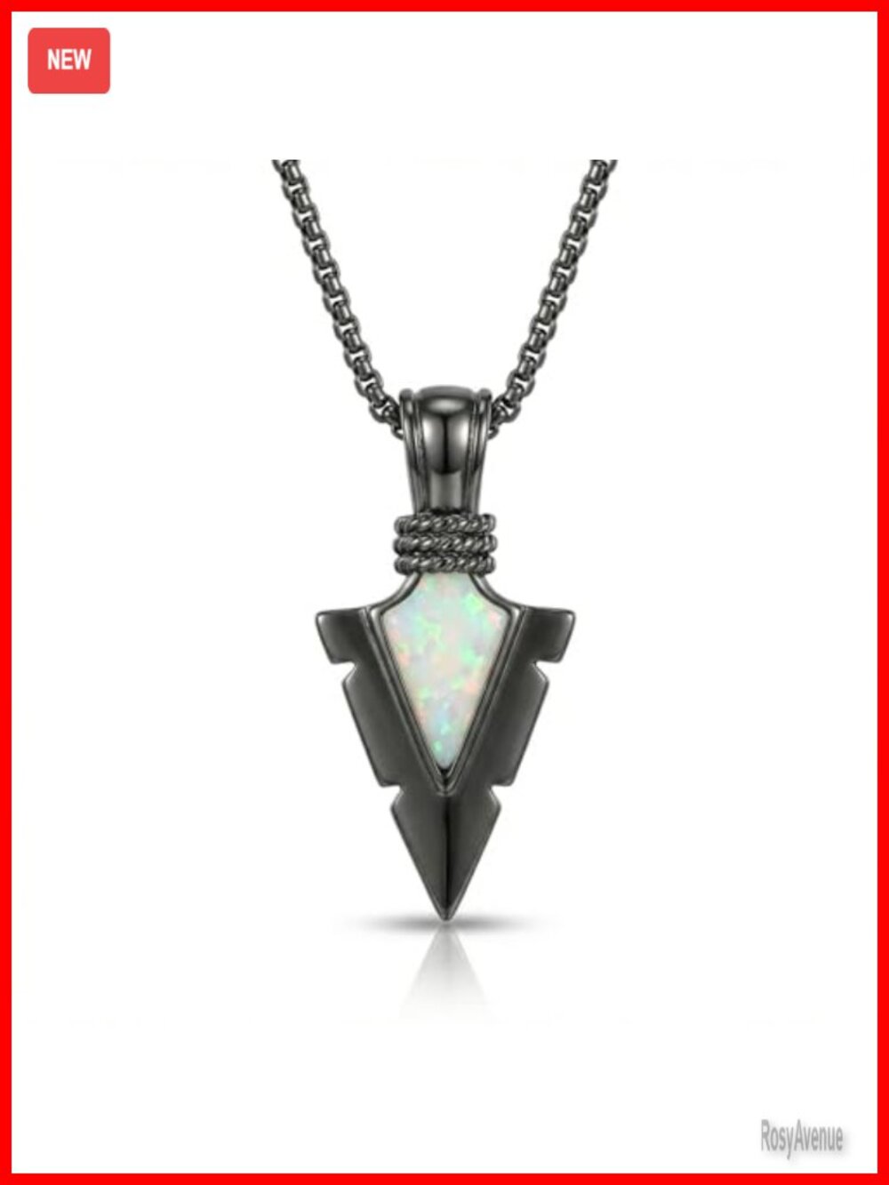 S925 Sterling Silver Arrowhead Necklace White Opal Men Women